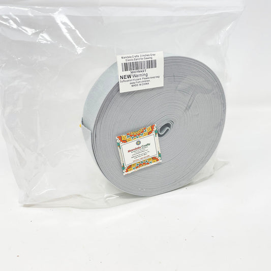 Mandala Crafts 2" Gray Elastic Band