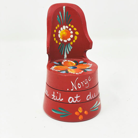 Miniature Norway Kubbestol Doll Chair with Rosemaling