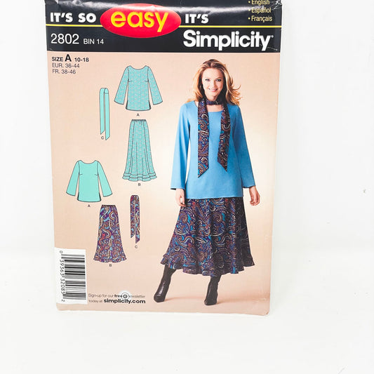 2008 Skirt & Top - Simplicity Sewing Pattern 2802 (10-18)