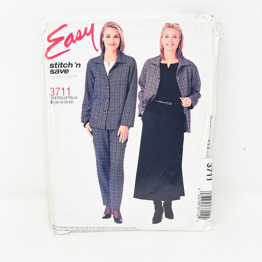 2002 - McCall's Easy Sewing Pattern 3711 (16-22)