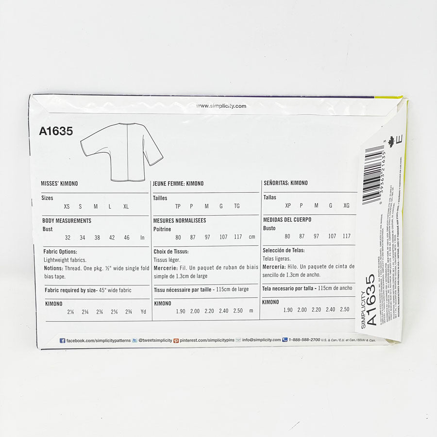 Jacket - Simplicity Sew Simple Sewing Pattern A1635 (XS-XL) - 2013
