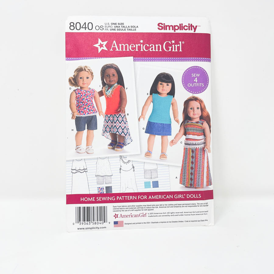 Simplicity American Girl Doll Clothing Patterns - Pick a Design
