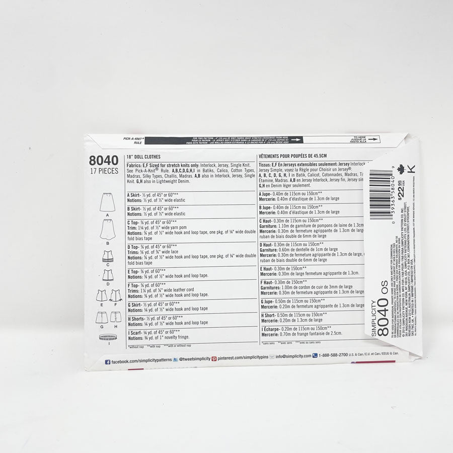 Simplicity American Girl Doll Clothing Patterns - Pick a Design