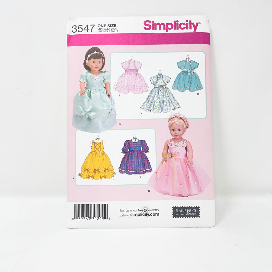 Assorted 18" Doll Clothing Patterns - Pick a Design