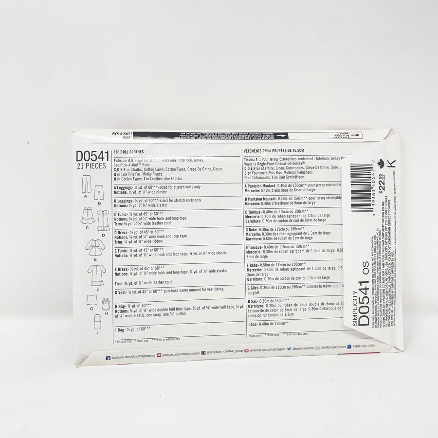 Simplicity American Girl Doll Clothing Patterns - Pick a Design