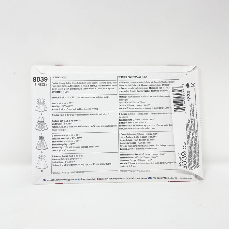 Simplicity American Girl Doll Clothing Patterns - Pick a Design