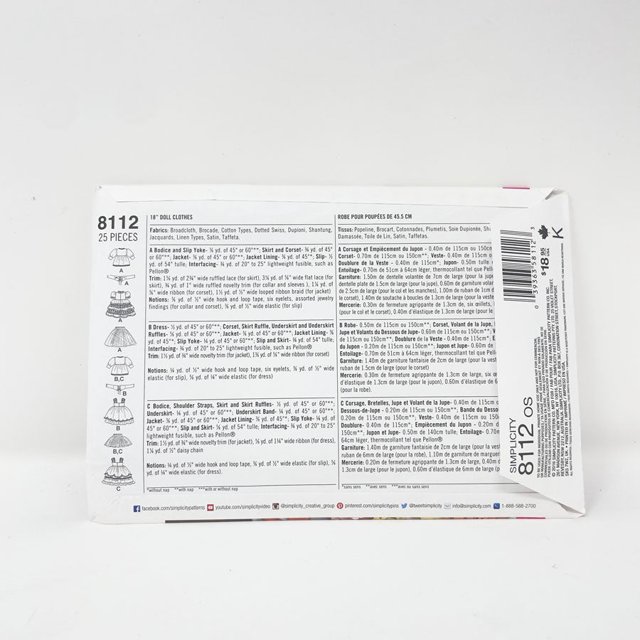 Assorted 18" Doll Clothing Patterns - Pick a Design