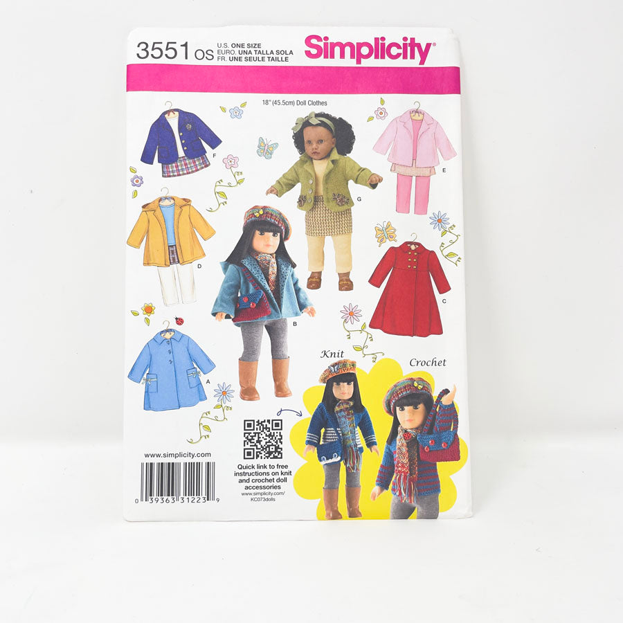 Assorted 18" Doll Clothing Patterns - Pick a Design