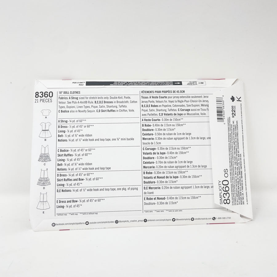 Simplicity American Girl Doll Clothing Patterns - Pick a Design