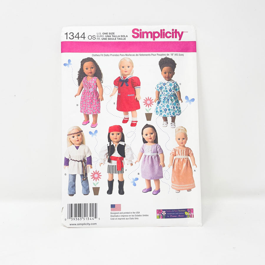 Assorted 18" Doll Clothing Patterns - Pick a Design