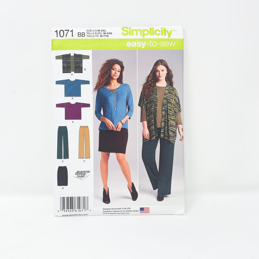 2015 Simplicity 1071 Sewing Pattern - Top/Bottom - Sizes M-XXL