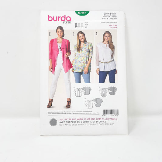 2000s Burda 6787 Sewing Pattern - Top - Sizes 18-34
