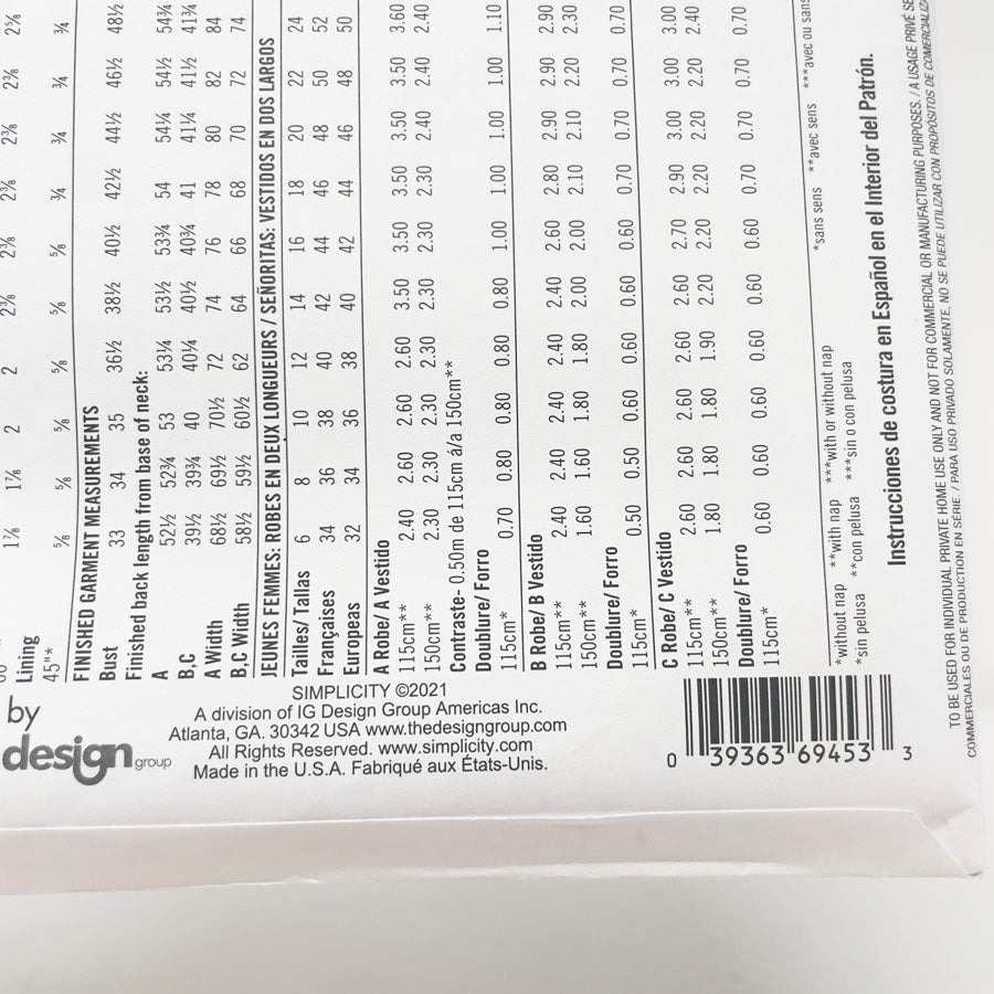 2021 Simplicity Sewing Patterns S9453 - Misses' Dress in Two Lengths