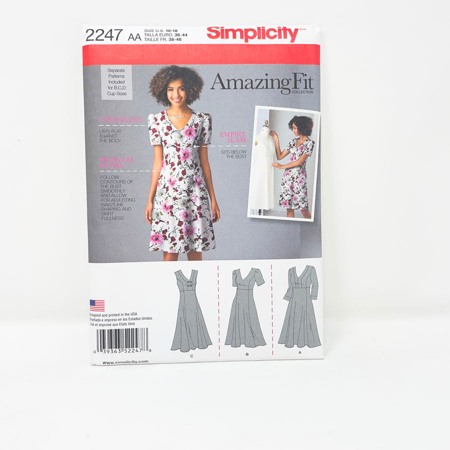 2014 Simplicity Sewing Patterns 2247 - Misses' Dress with Individual Pattern Pieces