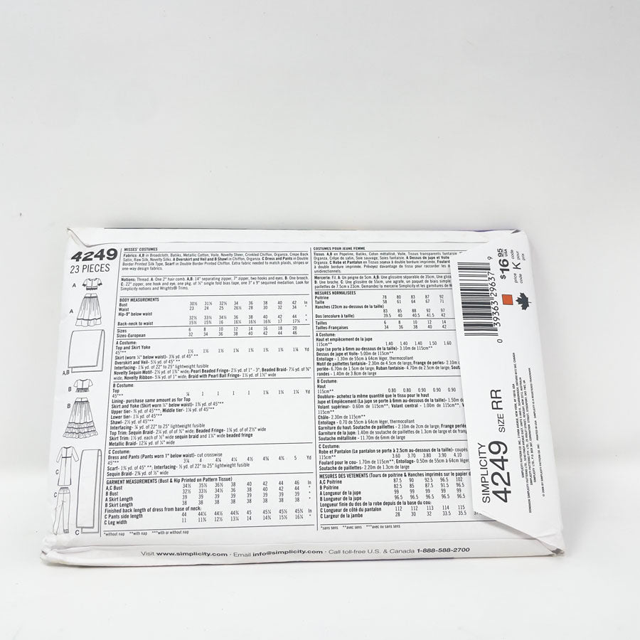 Simplicity Costume Sewing Pattern - 4249 - Sizes 14-20