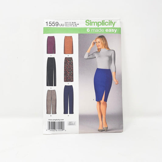 2013. Simplicity Sewing Patterns 1559 - Misses' Slim Pants and Skirts Each in Two Lengths