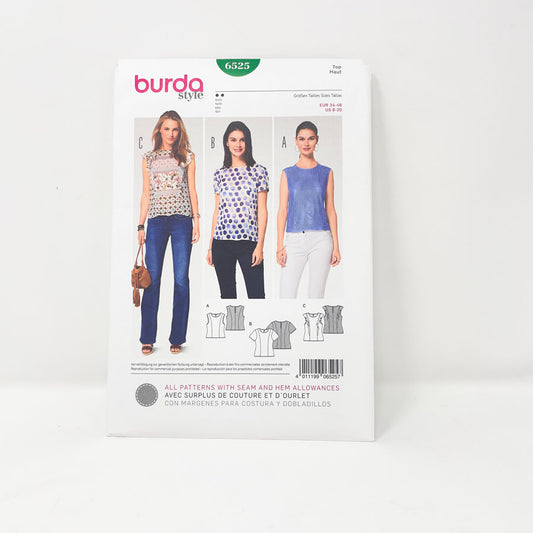 2017 Burda 6525 Sewing Pattern - Top - Sizes 8-20