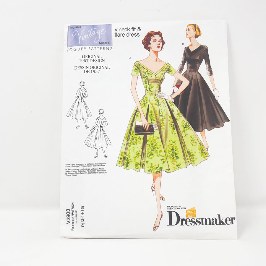 1957 (2011) Vogue V2903 Sewing Pattern - Dress - 12-16