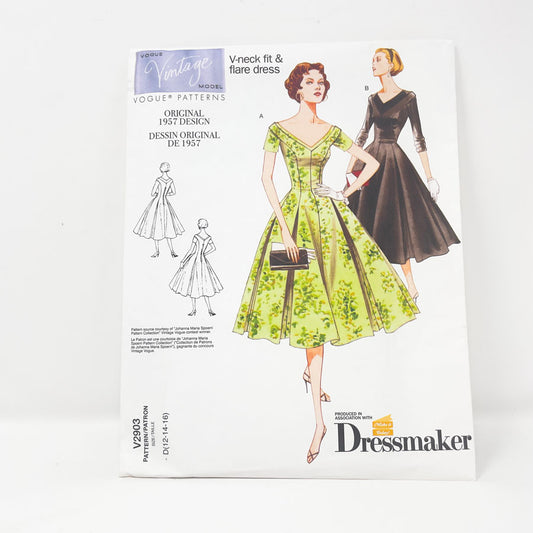 1957 (2011) Vogue V2903 Sewing Pattern - Dress - 12-16