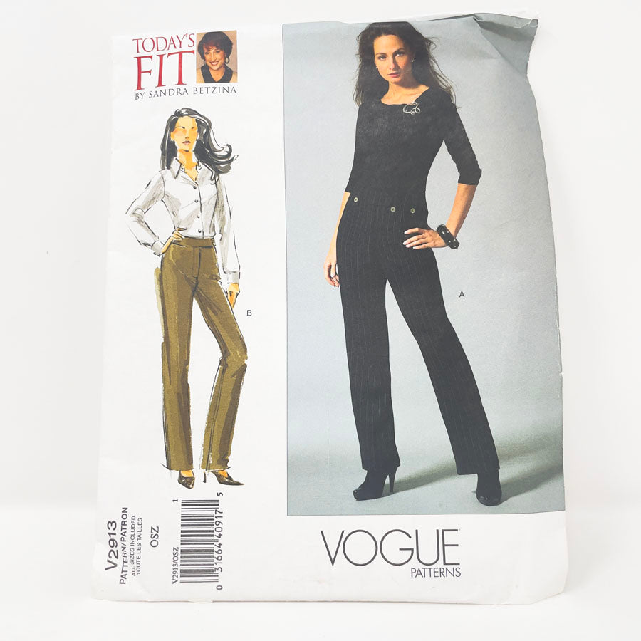 2007 Vogue V2913 Sewing Pattern - Pants - 0SZ