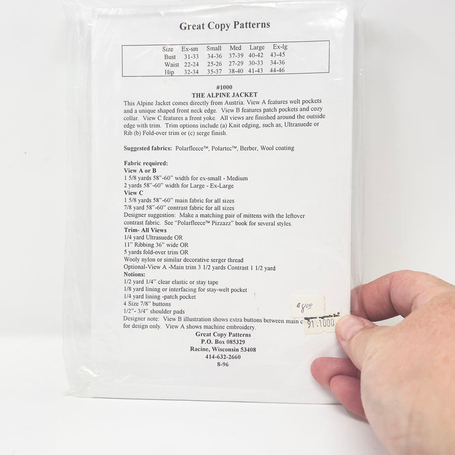 Polarfleece Pizzazz - Alpine Jacket Sewing Pattern - XS-XL