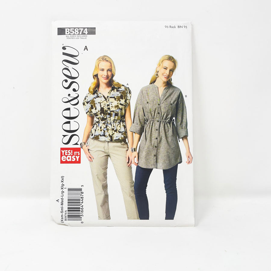 2013 See & Sew B5874 Sewing Pattern - Top - Sizes XS-XL
