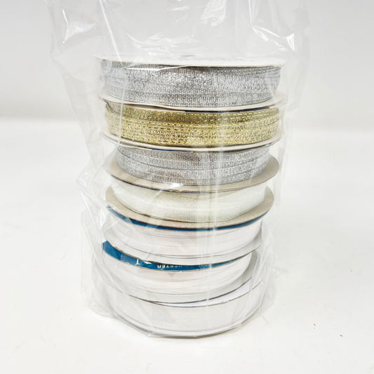 White & Metallics Ribbon Bundle (7)