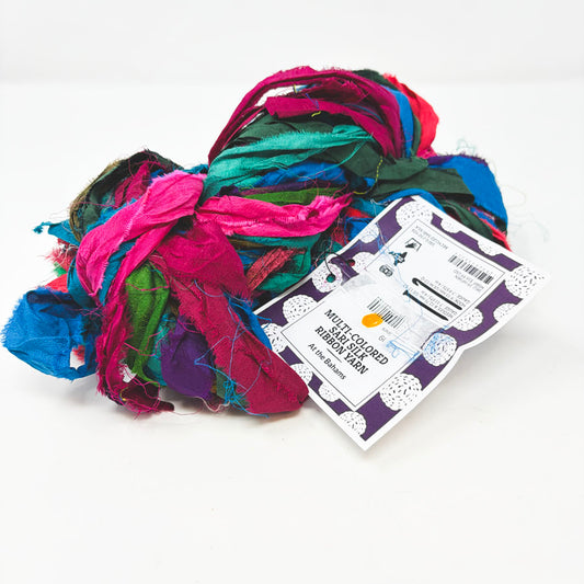 Multi-Colored Sari Silk Ribbon Yarn