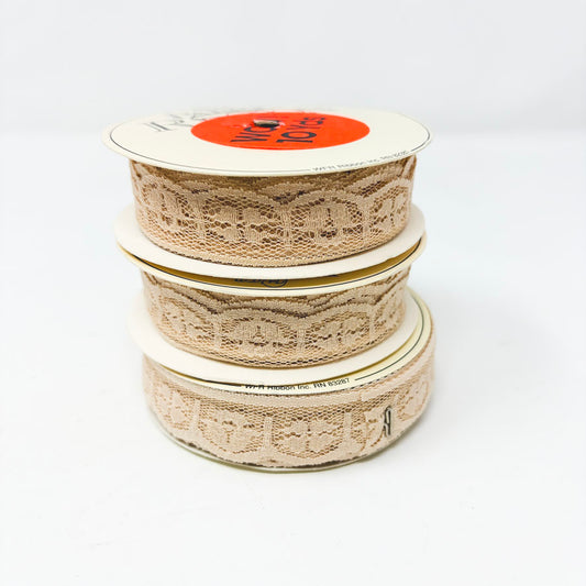 Bundle of Nude Lace Trim Rolls (3)