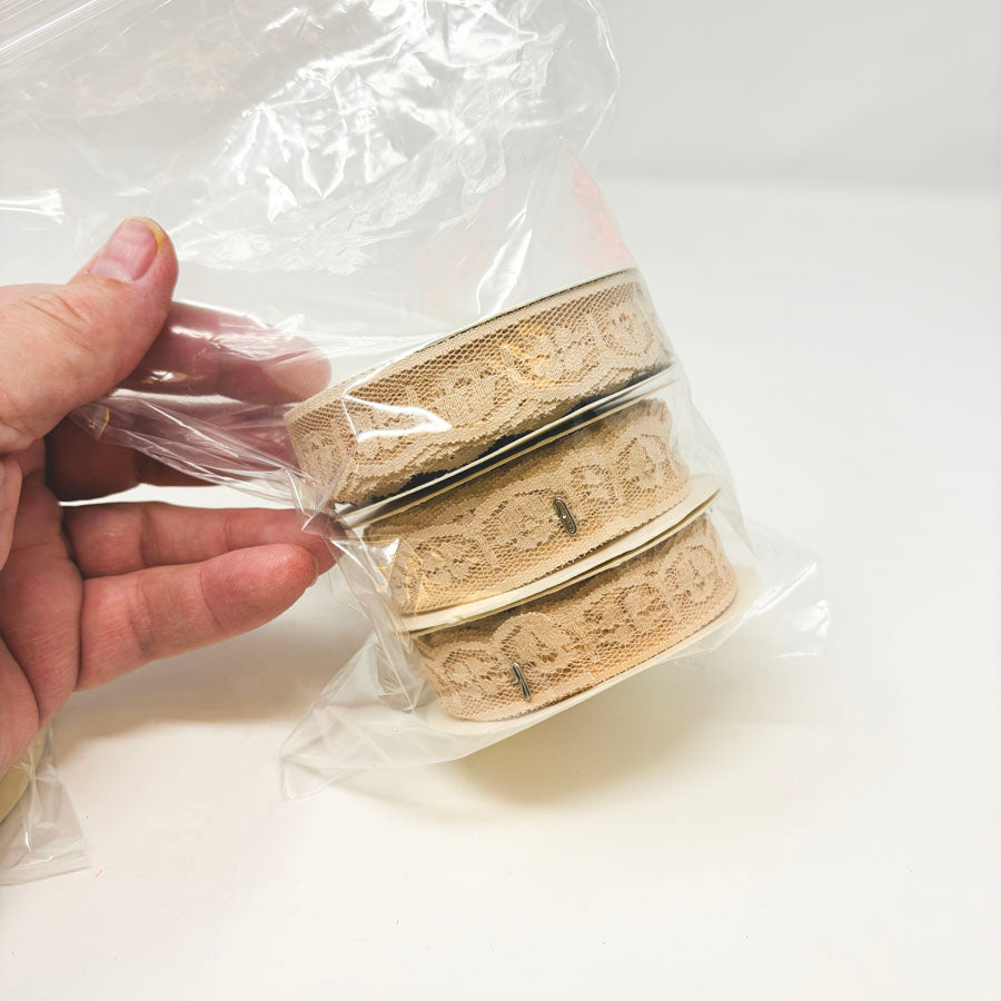 Bundle of Nude Lace Trim Rolls (3)