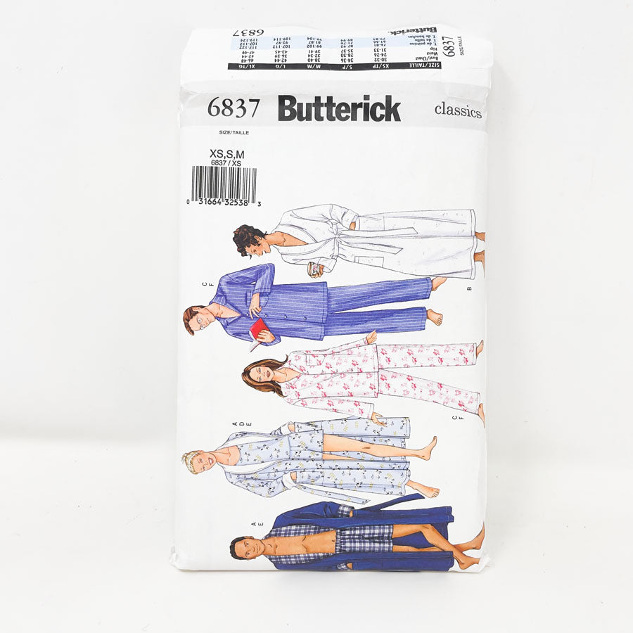 6837 Pajama/Robe Pattern (XS-M)- Butterick - 2001