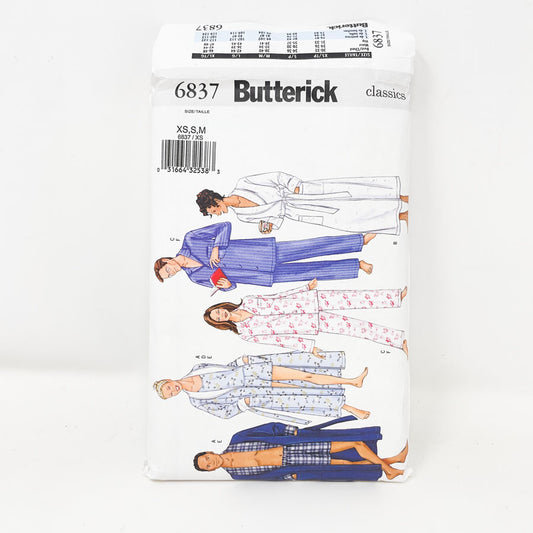 6837 Pajama/Robe Pattern (XS-M)- Butterick - 2001
