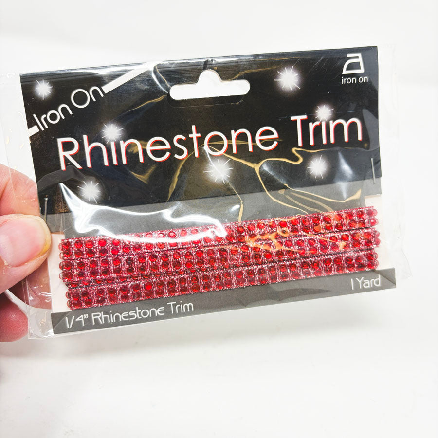 Iron On Red Rhinestone 1/4" Trim