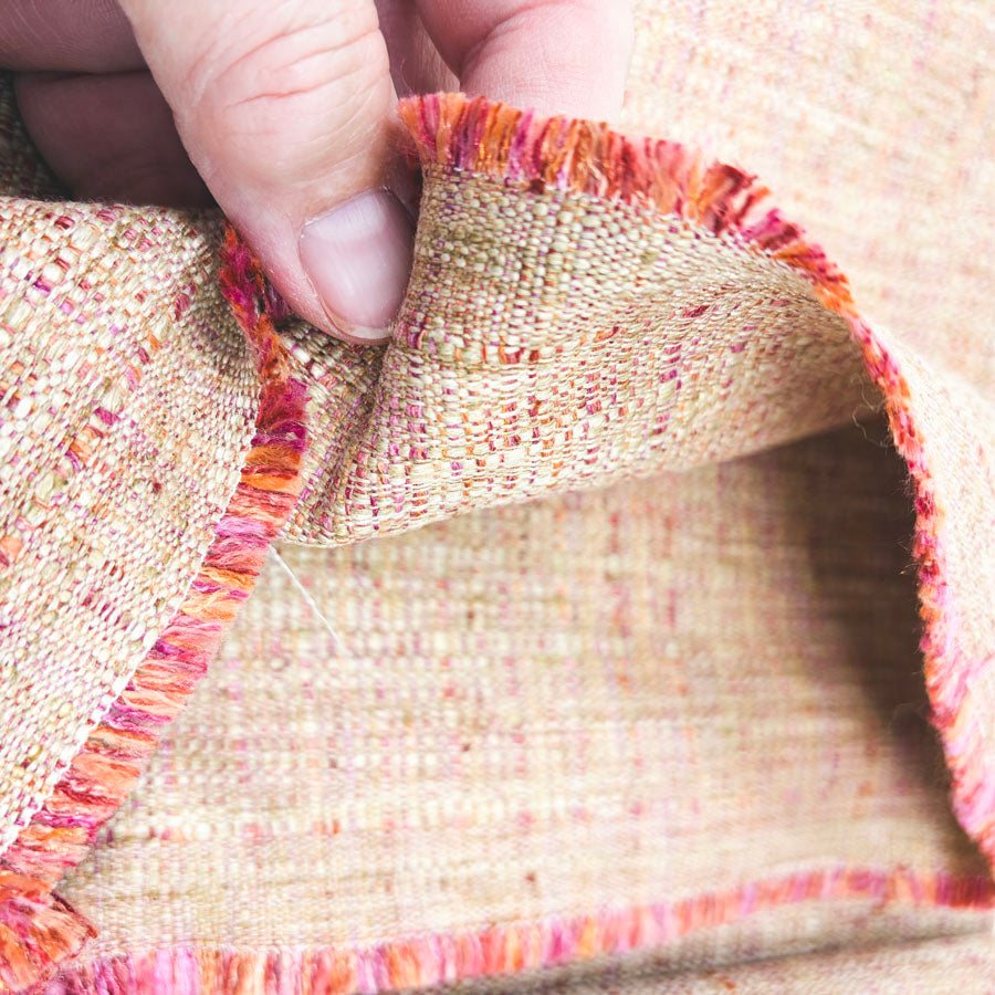 Pink/Orange/Cream Woven Upholstery Fabric