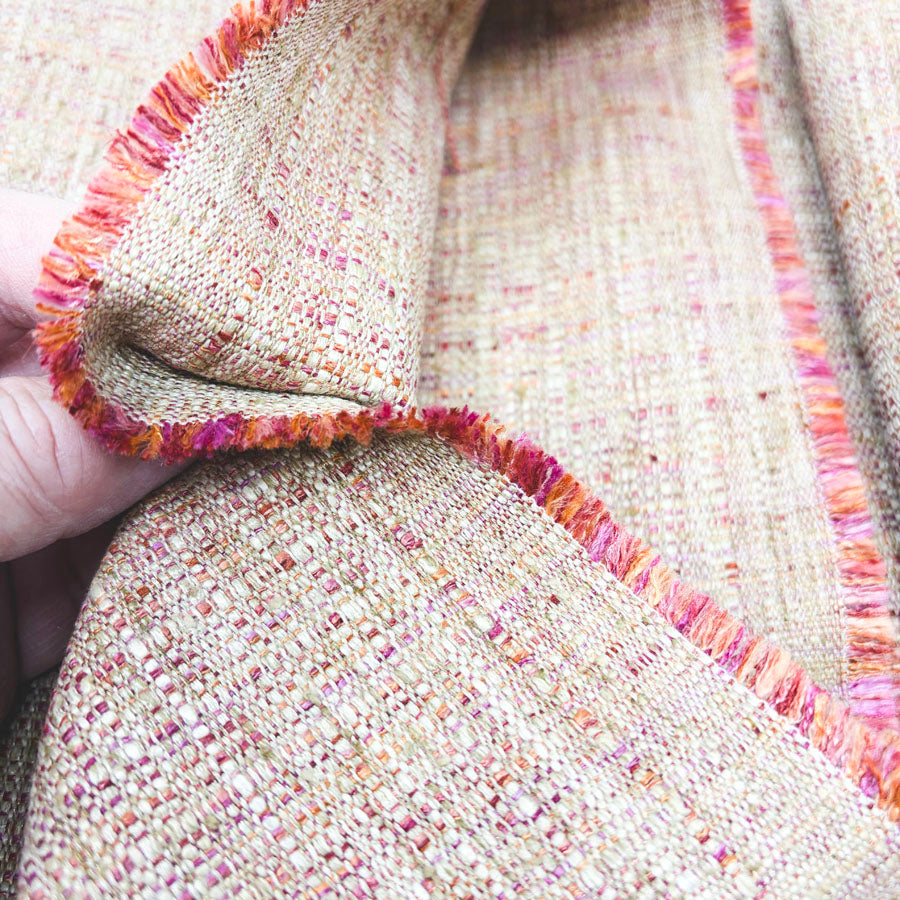 Pink/Orange/Cream Woven Upholstery Fabric