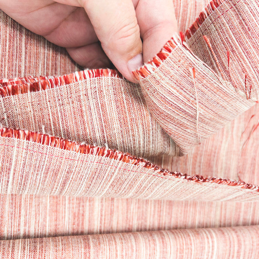Red/Coral/Cream Woven Upholstery Fabric