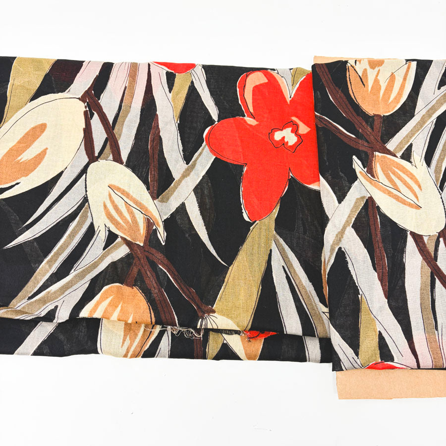 41" x 84" Lightweight Bold Red Flower Fabric