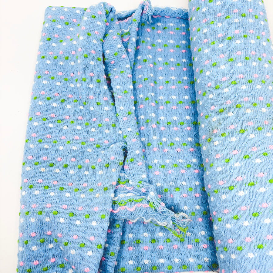 42" x 48" Blue With Color Dots Knit Fabric