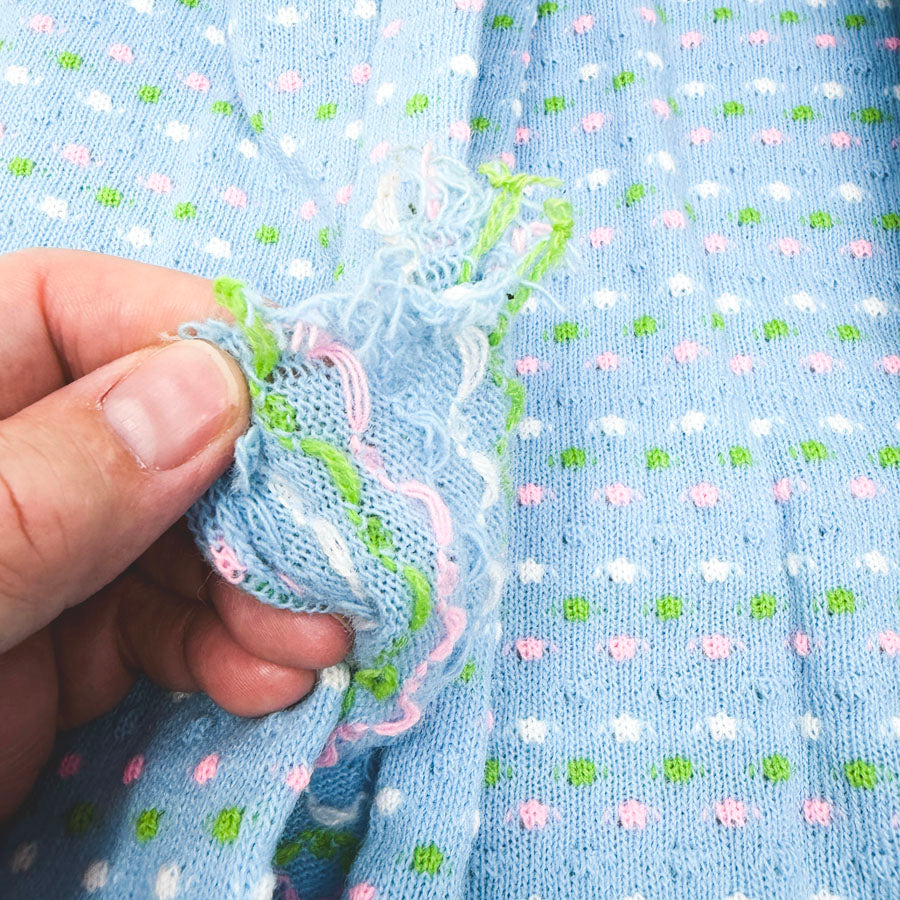 42" x 48" Blue With Color Dots Knit Fabric