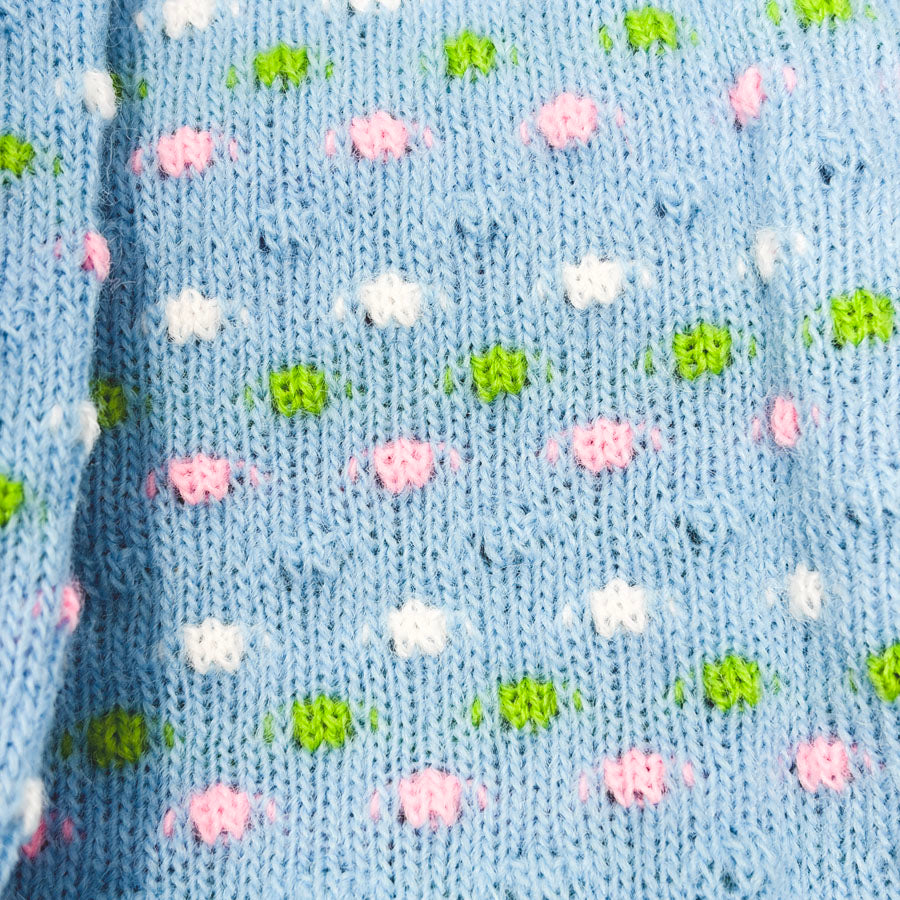 42" x 48" Blue With Color Dots Knit Fabric