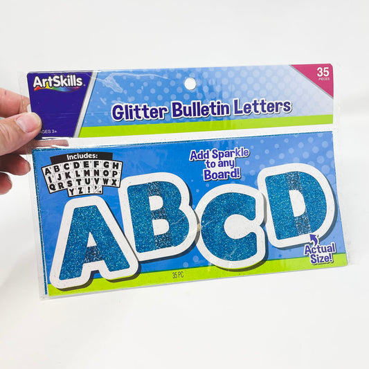 Blue Glitter Bulletin Letters