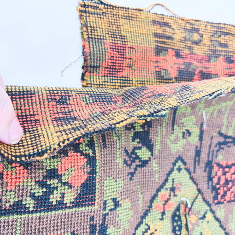 41" x 32" Vintage Carpet Bag/Tapesty Fabric Remnant