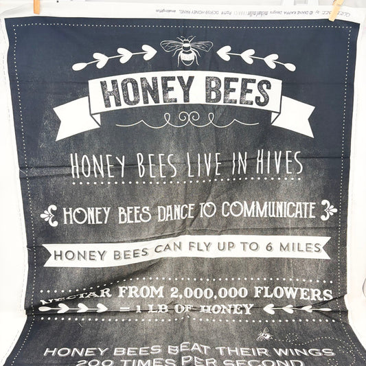 24" x 44" Charcoal Queen Bee Honey Fabric Panel - Michael Miller