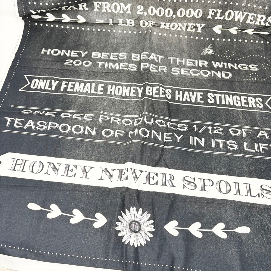 24" x 44" Charcoal Queen Bee Honey Fabric Panel - Michael Miller