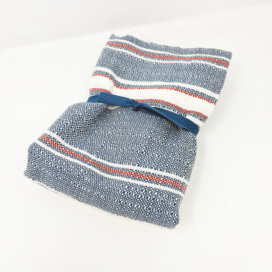 Blue and Red Woven Fabric Remnant