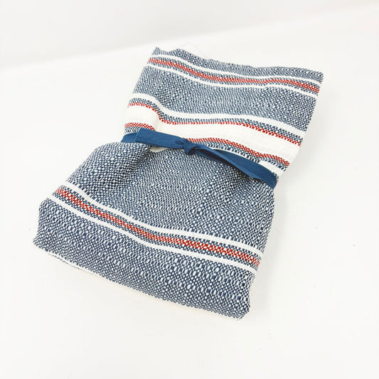 Blue and Red Woven Fabric Remnant