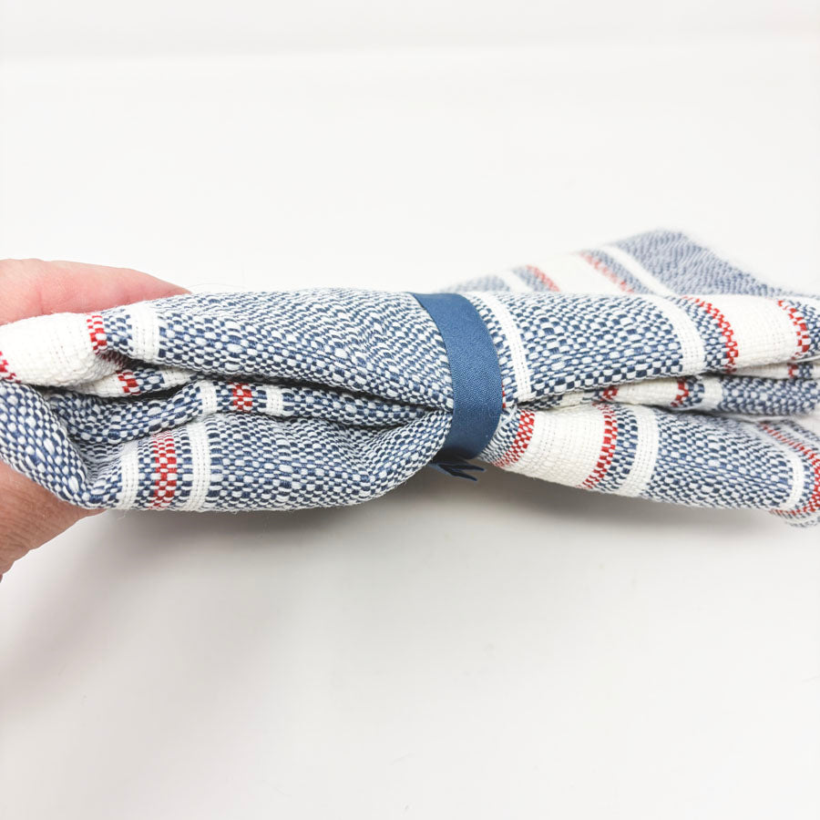 Blue and Red Woven Fabric Remnant