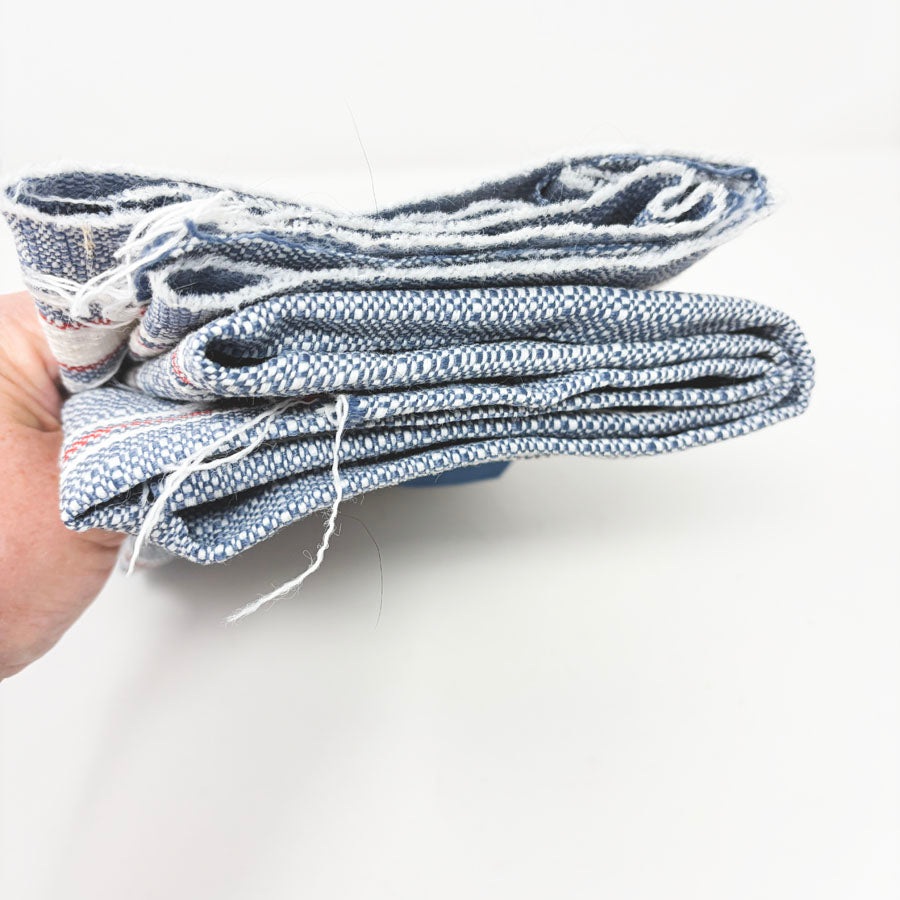 Blue and Red Woven Fabric Remnant
