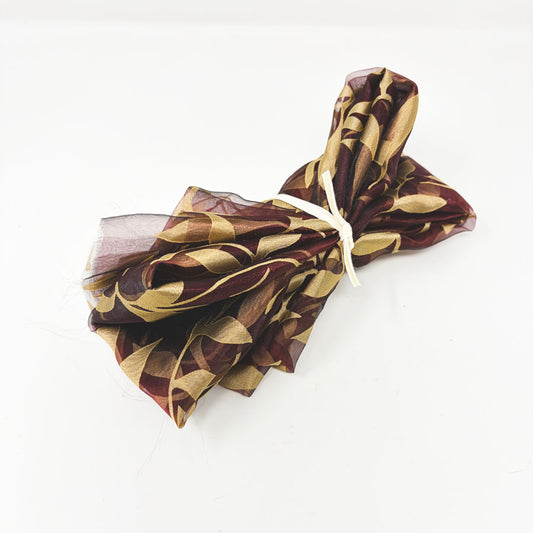 Burgundy Metallic Leaf Organza Remnant