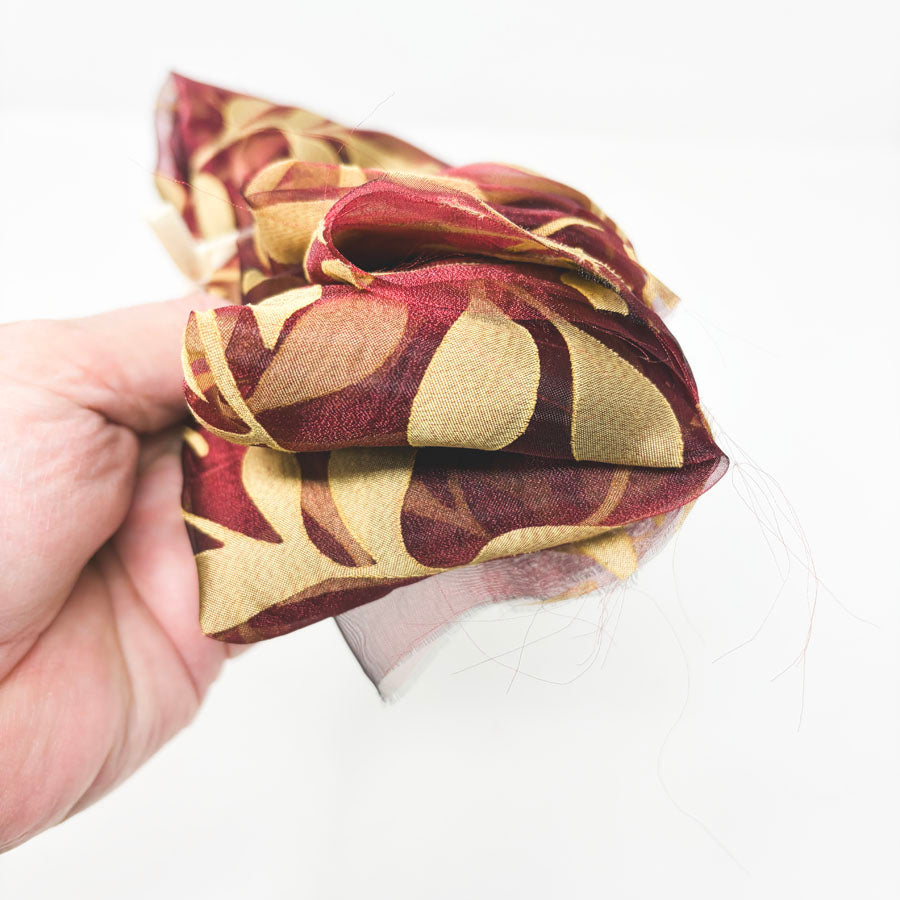 Burgundy Metallic Leaf Organza Remnant